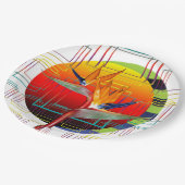 Paradiesvogel Blumen-geometrisches tropisches Pappteller (Schrägansicht)