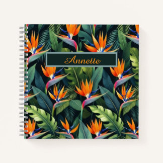 Paradiesvogel-Blumenmuster personalisiert Notizblock