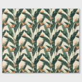 Paradiesvogel Botanisches Muster Decoupage Geschenkpapier (Flach)
