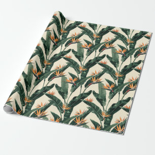 Paradiesvogel Botanisches Muster Decoupage Geschenkpapier