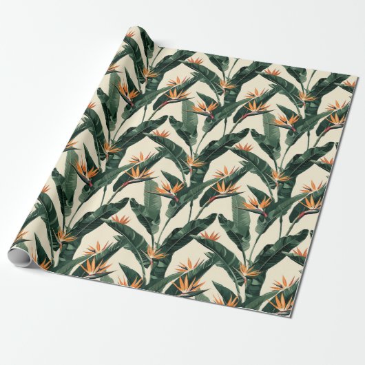Paradiesvogel Botanisches Muster Decoupage Geschenkpapier (Ungerollt)