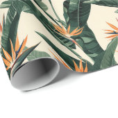 Paradiesvogel Botanisches Muster Decoupage Geschenkpapier (Rolleneckpunkt)