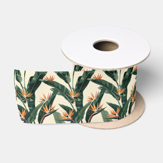 Paradiesvogel Botanisches Muster Satinband