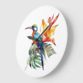 Paradiesvogel, bunter Phantasy-Vogel 'n Blume Große Wanduhr (Winkel)