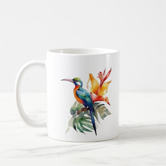 Paradiesvogel, bunter Phantasy-Vogel 'n Blume Kaffeetasse (Links)
