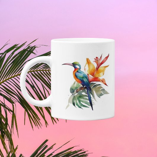Paradiesvogel, bunter Phantasy-Vogel 'n Blume Kaffeetasse