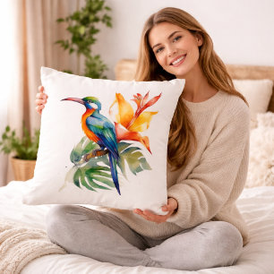 Paradiesvogel, bunter Phantasy-Vogel 'n Blume Kissen