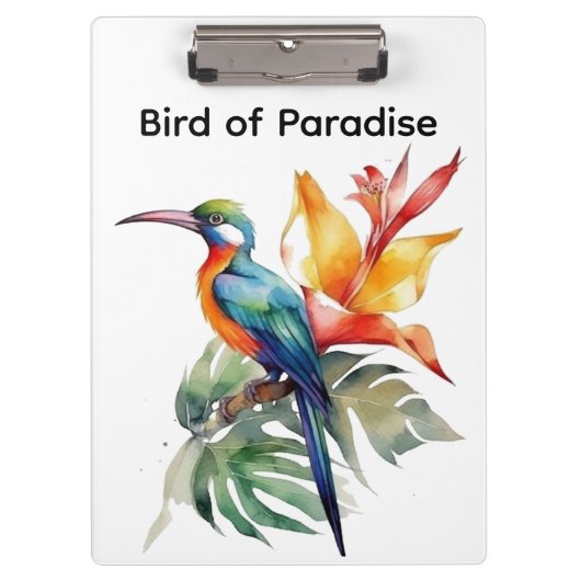 Paradiesvogel, bunter Phantasy-Vogel 'n Blume Klemmbrett (Vorderseite)