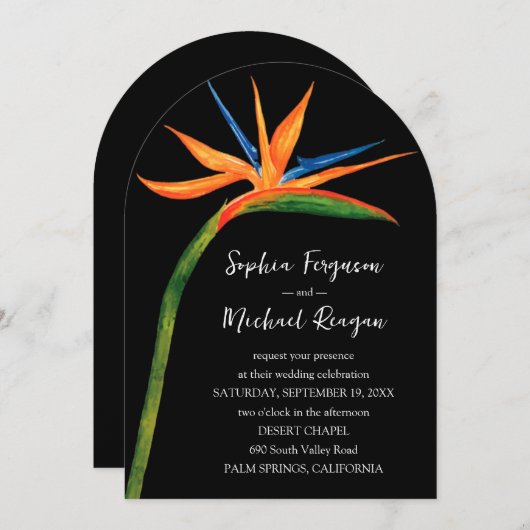 Paradiesvogel Einladung (Vorne/Hinten)