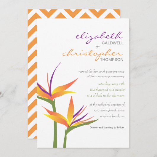 Paradiesvogel Einladung (Vorne/Hinten)