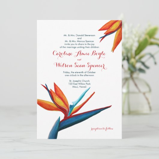 Paradiesvogel Einladung (Stehend Vorderseite)