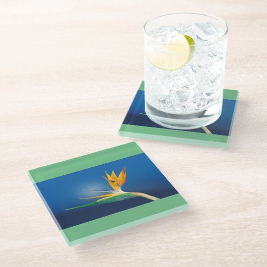 Paradiesvogel Glas-Untersetzer Glasuntersetzer (Schrägansicht)