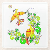 Paradiesvögel Glasuntersetzer (Vorderseite)