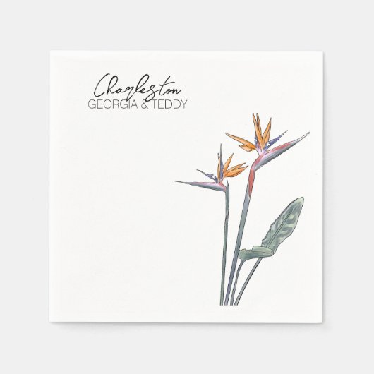 Paradiesvögel Hochzeitscocktail-Serviette Serviette (Vorderseite)