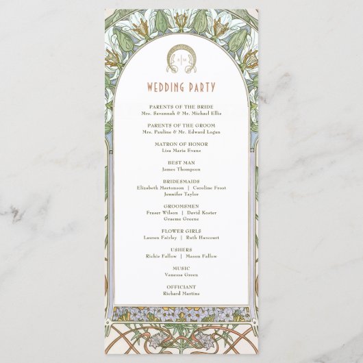 Paradiesvögel Hochzeitsprogramm Jugendstil Programm (Rückseite)