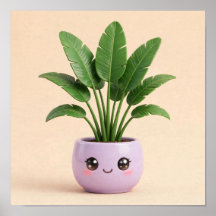 Paradiesvogel Kawaii Indoor Pflanzen Poster