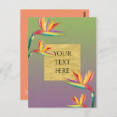 Paradiesvogel - Lila Grünblütenhochzeit Postkarte (Vorne/Hinten)