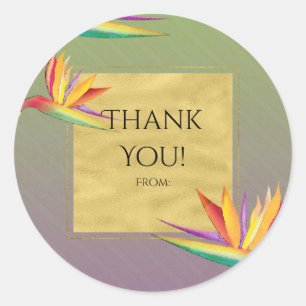 Paradiesvogel Lila und grüne Gastgeschenk Hochzeit Runder Aufkleber