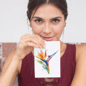 Paradiesvogel mit exotischen Blume und Aquarellfar Postkarte