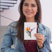 Paradiesvogel mit exotischen Blume und Aquarellfar Postkarte