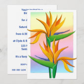 Paradiesvögel mit Rainbow-Hintergrund Einladung (Vorne/Hinten)