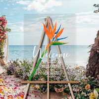 Paradiesvogel mit tropischer Blume Willkommen