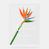 Paradiesvogel mit tropischer Blume Willkommen Acrylschild (Vorderseite)