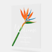 Paradiesvogel mit tropischer Blume Willkommen Acrylschild (Winkel)