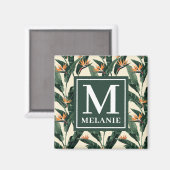 Paradiesvogel-Muster-Personalisiertes Monogramm Magnet (Vorderseite/Rückseite)