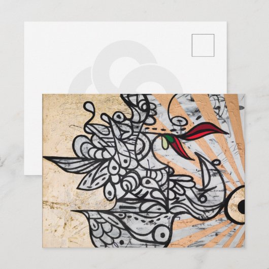 Paradiesvogel Postkarte (Vorne/Hinten)