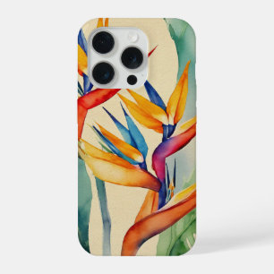 Paradiesvogel Tropisches Wasserfarben-Blumen-iPhon iPhone 15 Pro Hülle