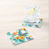 Paradiesvogel u. Orchideen-Muster 2 Rechteckiger Pappuntersetzer (Vor Ort)