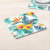 Paradiesvogel u. Orchideen-Muster 2 Rechteckiger Pappuntersetzer (angewinkelt)