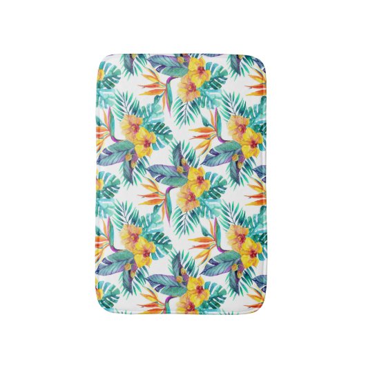 Paradiesvogel u. Orchideen-Muster Badematte (Vorderseite Vertikal)