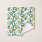 Paradiesvogel u. Orchideen-Muster Badhandtuch Set (Waschlappen)