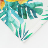 Paradiesvogel u. Orchideen-Muster Fleecedecke (Ecke)