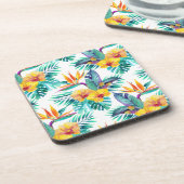 Paradiesvogel u. Orchideen-Muster Getränkeuntersetzer (Linke Seite)