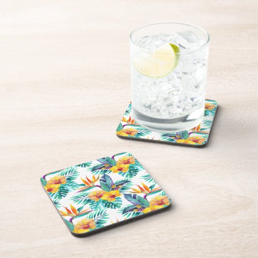 Paradiesvogel u. Orchideen-Muster Getränkeuntersetzer (Rechte Seite)