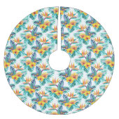 Paradiesvogel u. Orchideen-Muster Polyester Weihnachtsbaumdecke (Vorderseite)