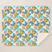 Paradiesvogel u. Orchideen-Muster Sherpadecke (Vorderseite (Horizontal))