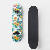 Paradiesvogel u. Orchideen-Muster Skateboard (Vorderseite)