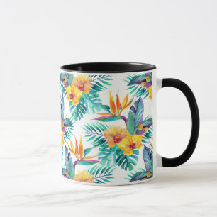 Paradiesvogel u. Orchideen-Muster Tasse