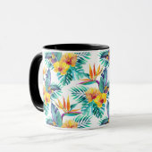 Paradiesvogel u. Orchideen-Muster Tasse (Vorderseite Links)