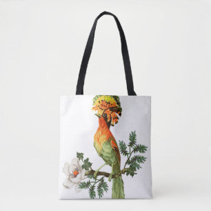 Paradiesvogel und exotische Blume auf weißem Grund Tasche