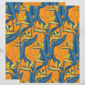 Paradiesvogelblumen auf orange (Vorne/Hinten)