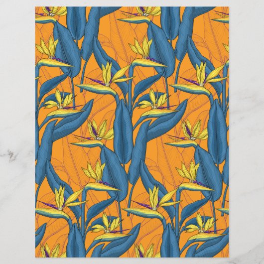 Paradiesvogelblumen auf orange (Vorderseite)