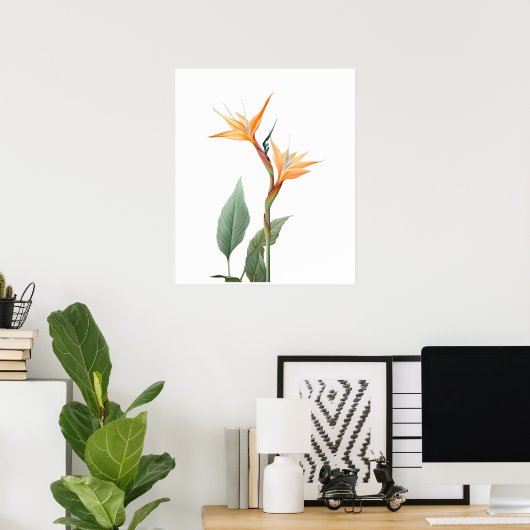 Paradiesvogeldrawing (Blume) Poster (Heimbüro)