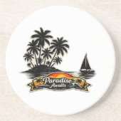 🏝️🌅  “Paradise Awaits” Sandstone Coaster 🌴✨ Getränkeuntersetzer (Vorne)