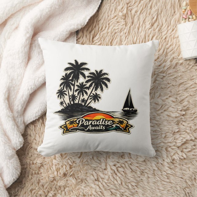 🏝️🌅 “Paradise Awaits” Tropical Pillow 🌴✨ Kissen (Decke)