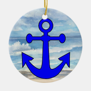 Paradise Beach Anchor Keramik Ornament
